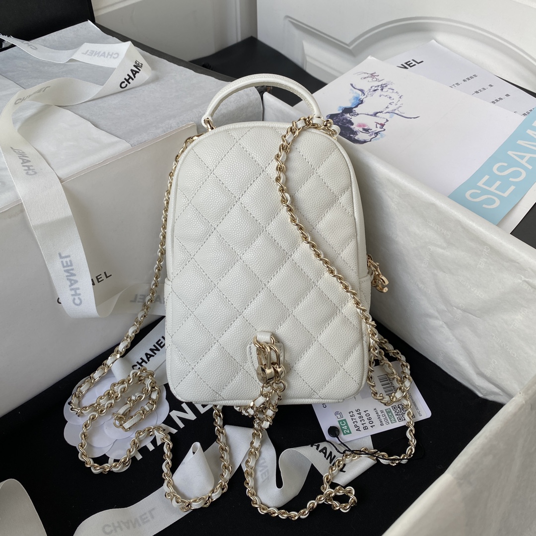 Caviar Leather Mini Backpack AP3573 White